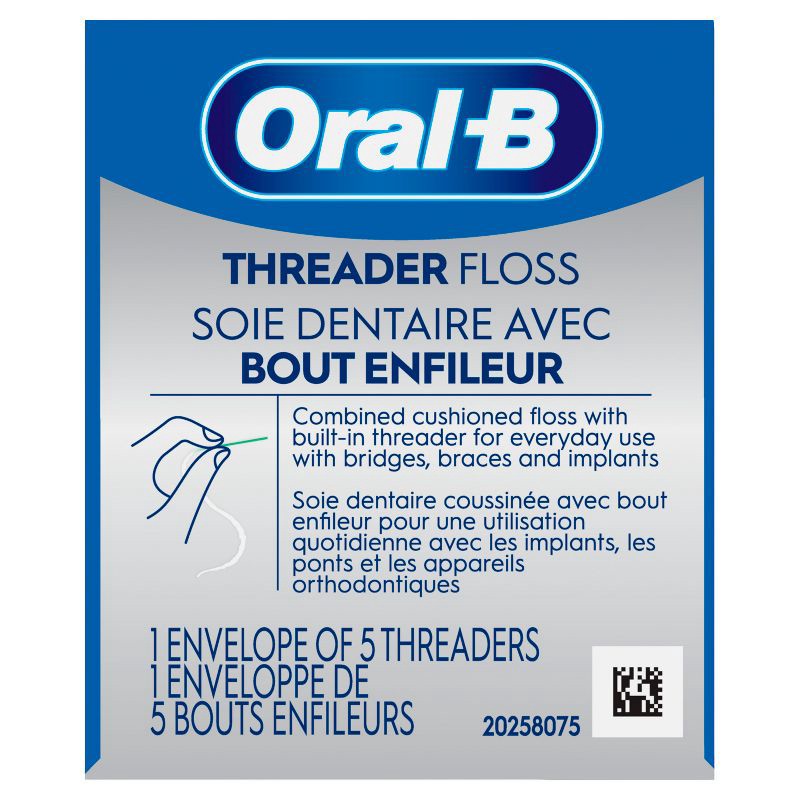 slide 2 of 8, Oral-B Threader Dental Floss for Bridges, Braces and Implants - 30 Threaders, 1 ct