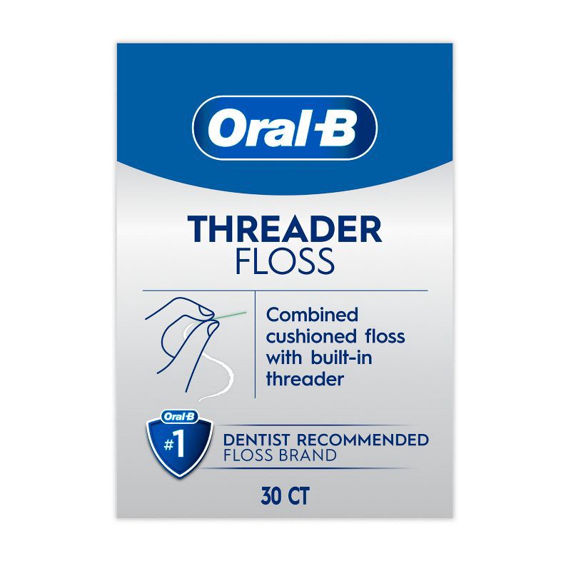 slide 1 of 8, Oral-B Threader Dental Floss for Bridges, Braces and Implants - 30 Threaders, 1 ct