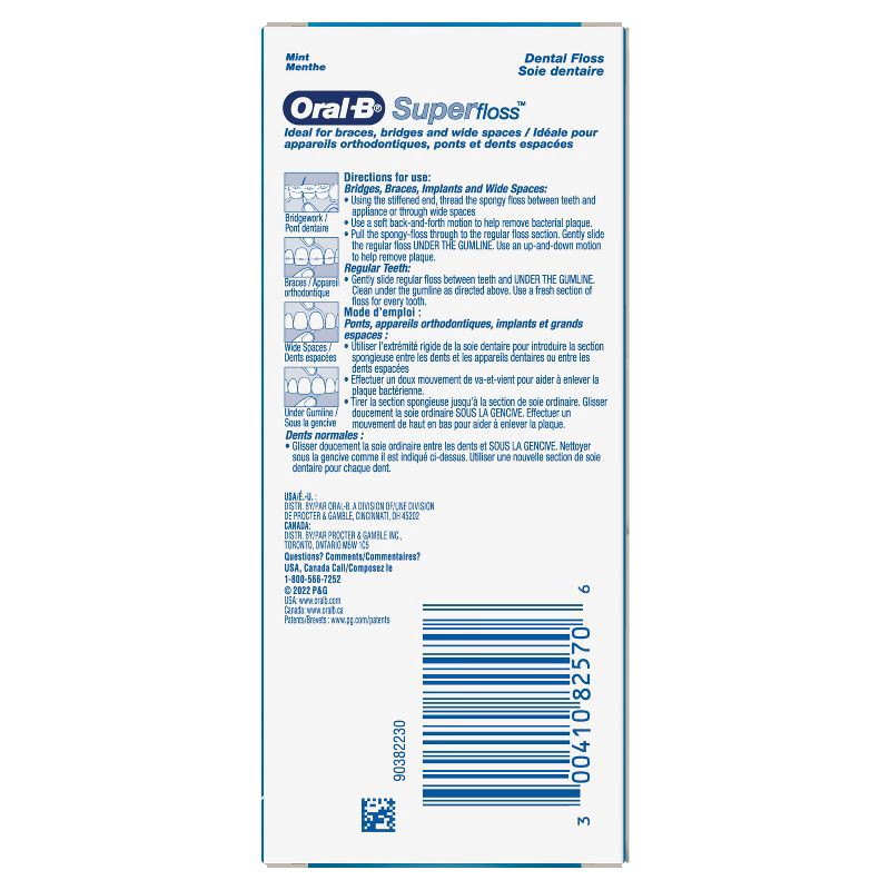 slide 3 of 10, Oral-B Mint Super Floss Pre-Cut Strands - 50ct, 50 ct