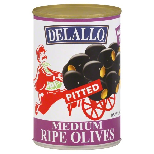 slide 1 of 1, DeLallo Olives, Ripe, Medium, Pitted - 6 oz, 6 oz