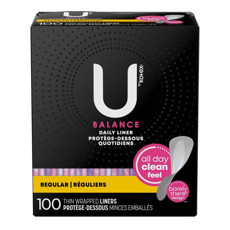 slide 2 of 10, U by Kotex Balance Fragrance Free Panty Liners - Light Absorbency - Regular length - 100ct, 100 ct