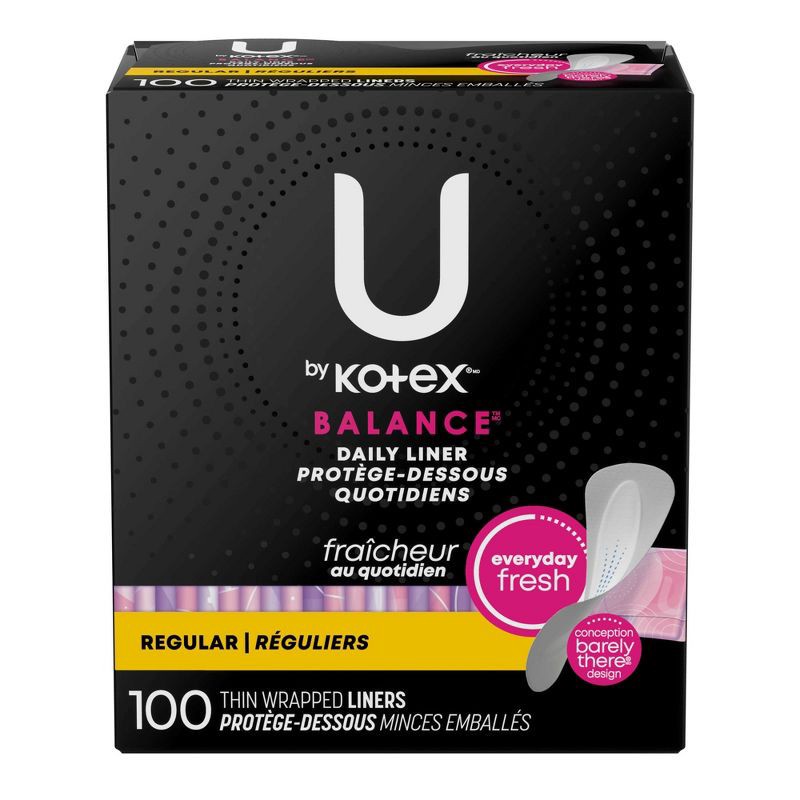 slide 2 of 11, U by Kotex Balance Fragrance Free Panty Liners - Light Absorbency - Regular length - 100ct, 100 ct
