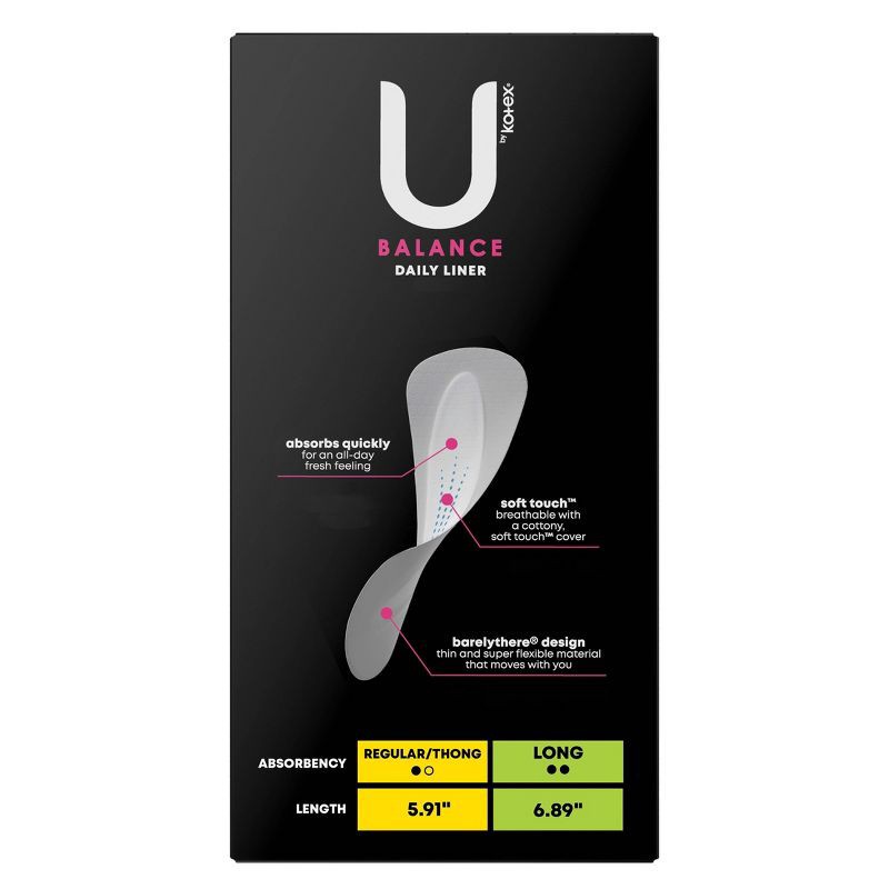 slide 3 of 10, U by Kotex Balance Fragrance Free Panty Liners - Light Absorbency - Regular length - 100ct, 100 ct