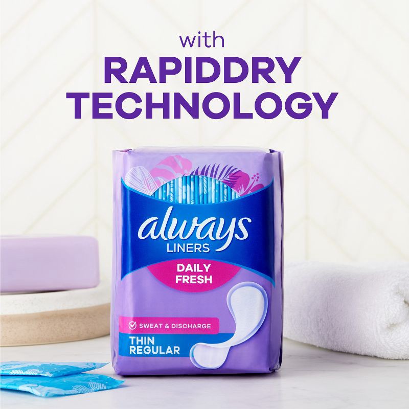slide 5 of 10, Always Dailies Thin Unscented Panty Liners - Regular - 162ct, 162 ct