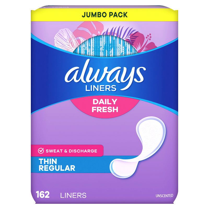 slide 10 of 10, Always Dailies Thin Unscented Panty Liners - Regular - 162ct, 162 ct