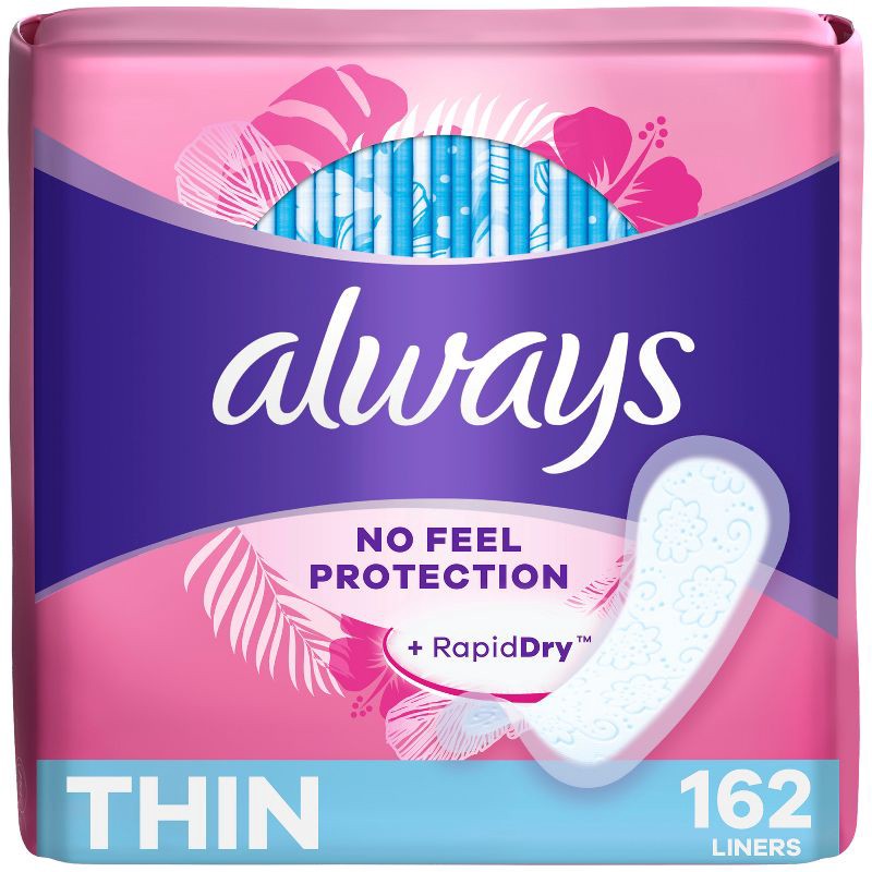 slide 1 of 8, Always Dailies Thin Unscented Panty Liners - Regular - 162ct, 162 ct