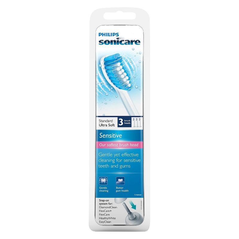 slide 2 of 4, Philips Sonicare Sensitive Replacement Electric Toothbrush Head - HX6053/64 - White - 3ct, 3 ct