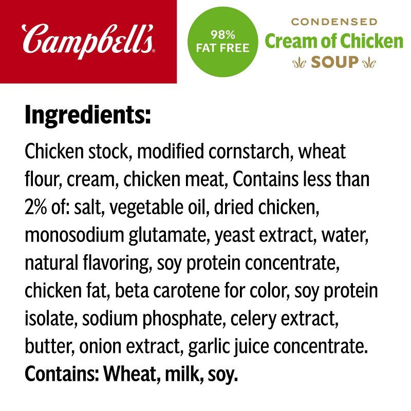 slide 8 of 11, Campbell's Condensed 98% Fat Free Cream of Chicken Soup - 10.5oz, 10.5 oz