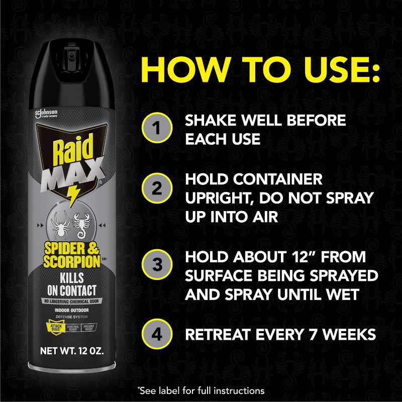 slide 6 of 13, Raid Max Spider and Scorpion Killer Bug Spray - 12oz, 12 oz