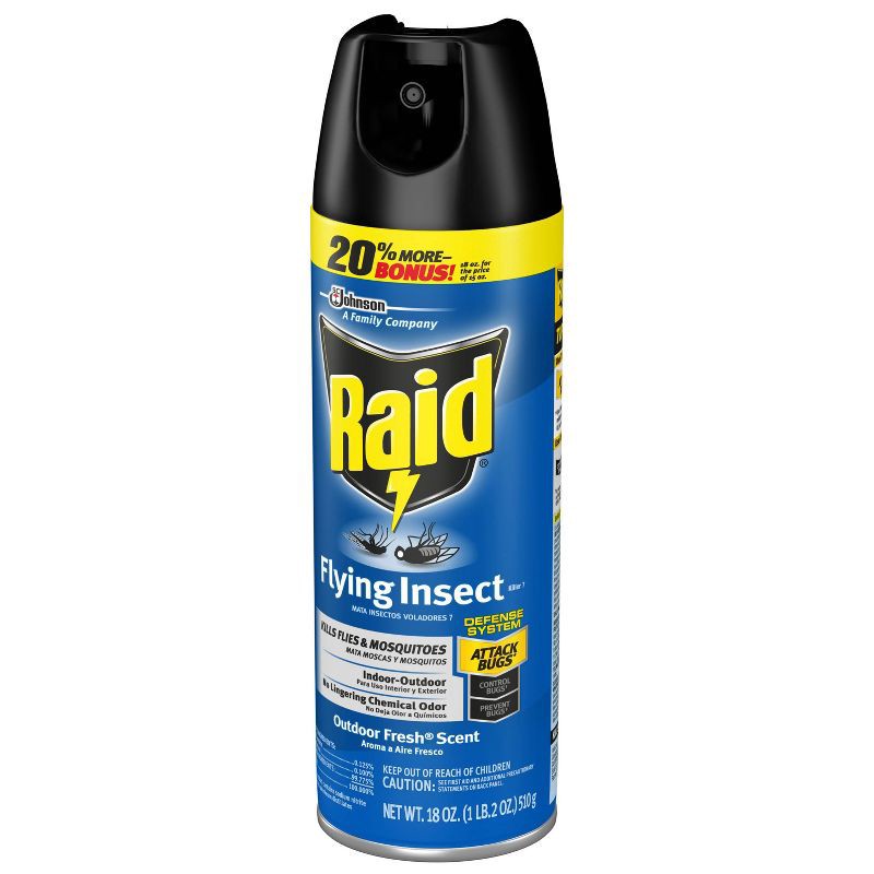 slide 12 of 13, Raid Flying Insect Killer Outdoor Fresh Scent Aerosol - 18oz, 18 oz