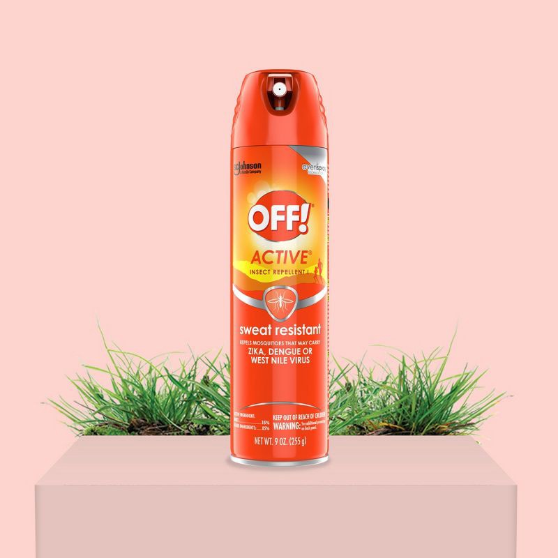 slide 2 of 14, OFF! Active Mosquito Repellent - 9oz: DEET 15% Aerosol Spray for Skin & Clothing, Repels Ticks, Gnats, Chiggers, 9 oz