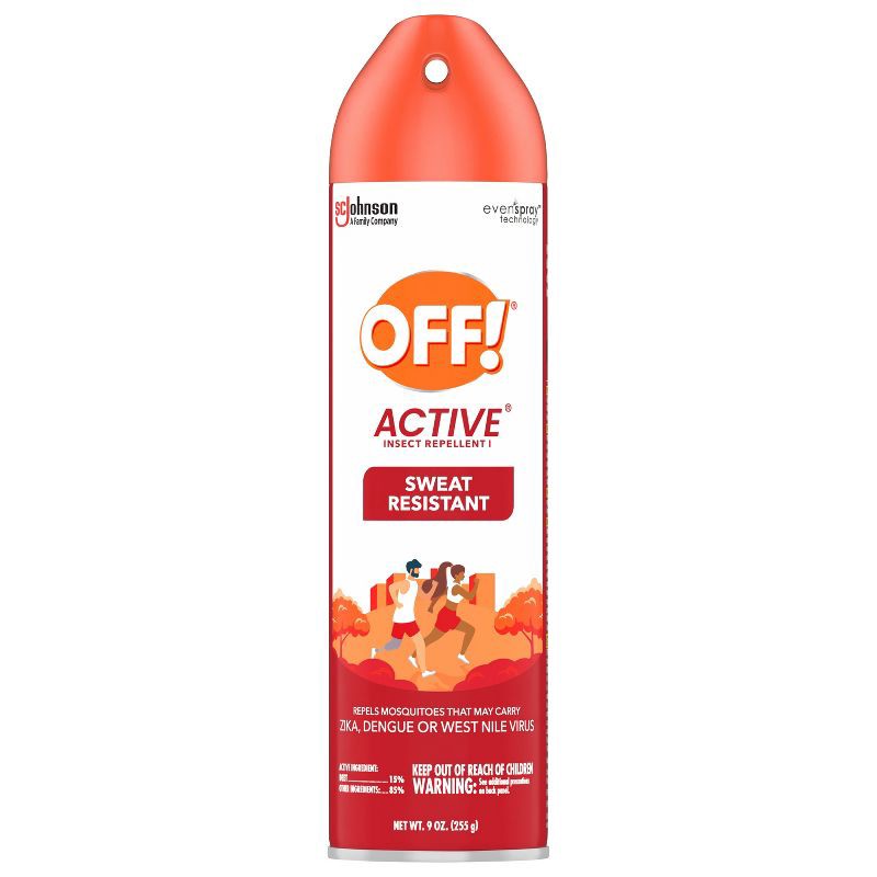 slide 4 of 14, OFF! Active Mosquito Repellent - 9oz: DEET 15% Aerosol Spray for Skin & Clothing, Repels Ticks, Gnats, Chiggers, 9 oz