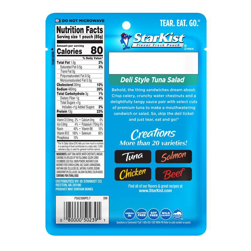 slide 2 of 7, StarKist Tuna Creations Deli Style Tuna Salad Pouch - 3oz, 3 oz