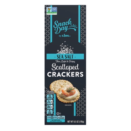 slide 1 of 1, Snack Day scalloped crackers, sea salt, 6.5 oz