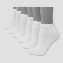 Hanes Premium Women's 6pk Cushioned No Show Socks - White 5-9: Knit, Reinforced Heel & Toe