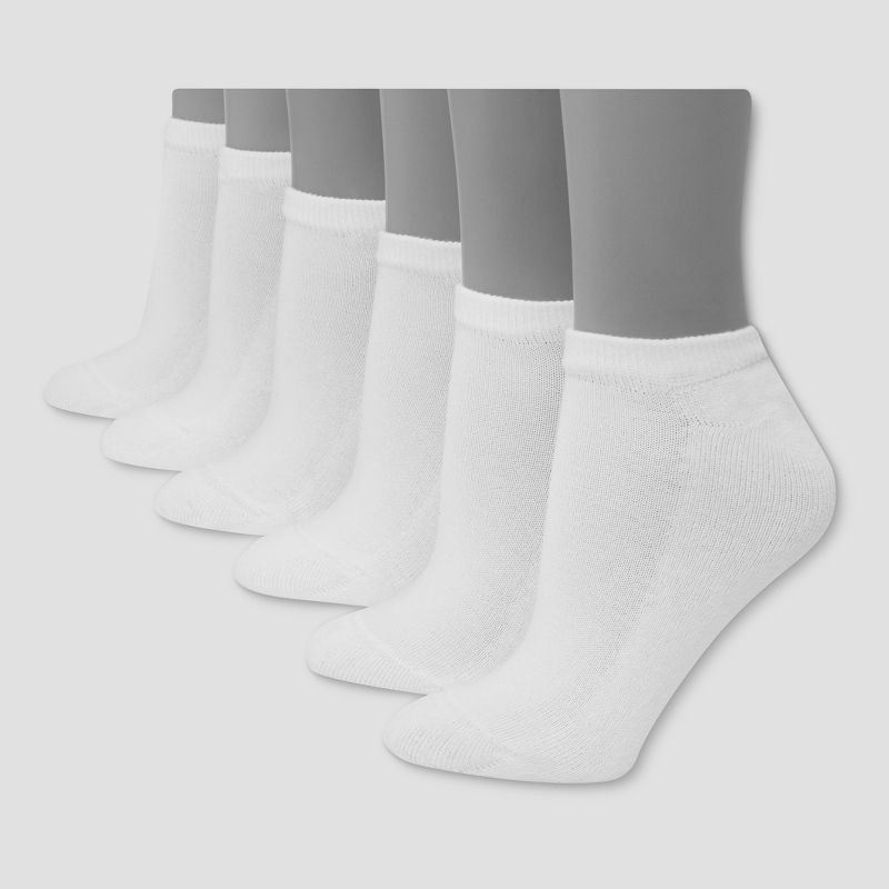 slide 1 of 2, Hanes Premium 6 Pack Women's Cushioned No Show Socks - White 8-12, 6 ct