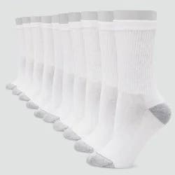 Hanes Women's 10pk Cushioned Crew Socks - White 5-9: Polyester, Cotton, Nylon, Spandex, Reinforced Heel & Toe