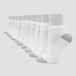 Hanes Women's 10pk Cushioned Low Cut Socks - White 5-9: Knit, Reinforced Heel & Toe
