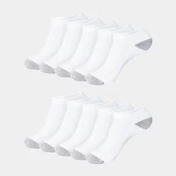 Hanes Women's 10pk Cushioned Low Cut Socks - White 5-9: Knit, Reinforced Heel & Toe