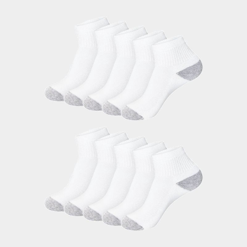 slide 1 of 8, Hanes Women's Cushioned 10pk Ankle Socks - White 5-9: Midweight Knit, Banded Cuff, Stretch Fabric, 10 ct