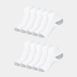 Hanes Women's Cushioned 10pk Ankle Socks - White 5-9: Midweight Knit, Banded Cuff, Stretch Fabric