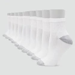 Hanes Women's Cushioned 10pk Ankle Socks - White 5-9: Polyester Reinforced Heel & Toe