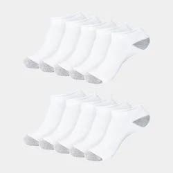Hanes Women's Extended Size Cushioned 10pk Low Cut Socks - White 8-12: Midweight Knit, Reinforced Heel & Toe