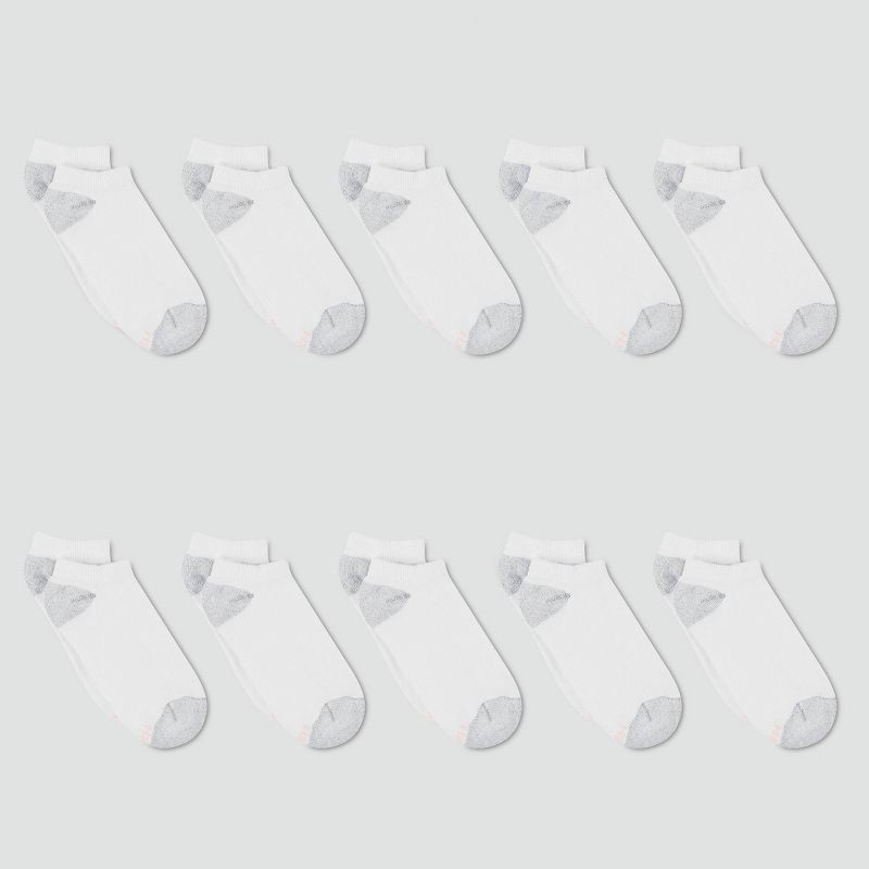 slide 2 of 3, Hanes Women's Extended Size 10pk No Show Socks - White 8-12, 1 ct