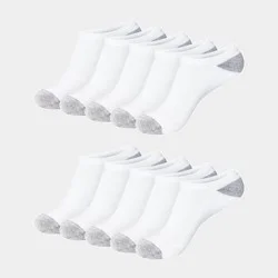 Hanes Women's Extended Size 10pk No Show Socks - White 8-12: Polyester Cotton Blend, Reinforced Heel & Toe, Knit