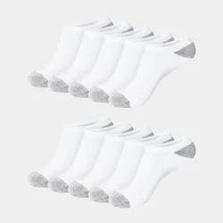 Hanes Women's Extended Size 10pk No Show Socks - White 8-12: Polyester Cotton Blend, Reinforced Heel & Toe, Knit