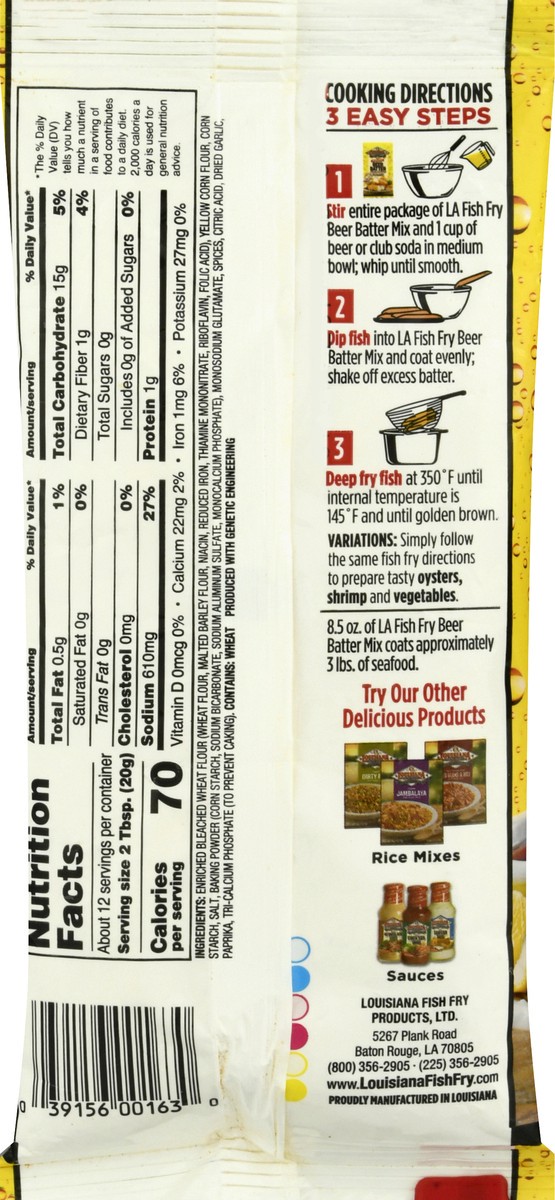 slide 3 of 9, Louisiana Fish Fry Products Seasoned Beer Batter 8.5 oz, 8.5 oz