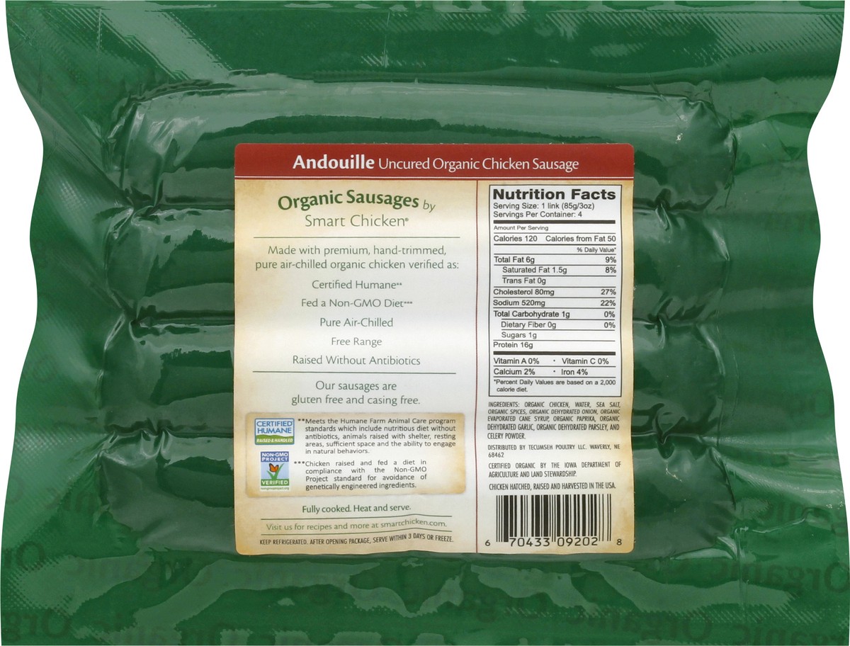 slide 8 of 10, Smart Chicken Organic Andouille Sausage, 12 oz