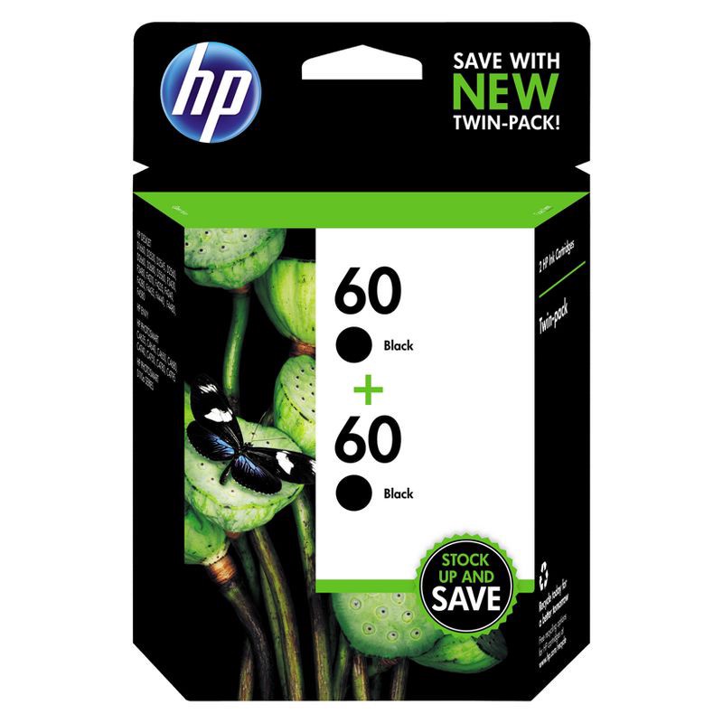 slide 1 of 2, HP Inc. HP 60 2pk Ink Cartridges - Black (CZ071FN#140), 1 ct