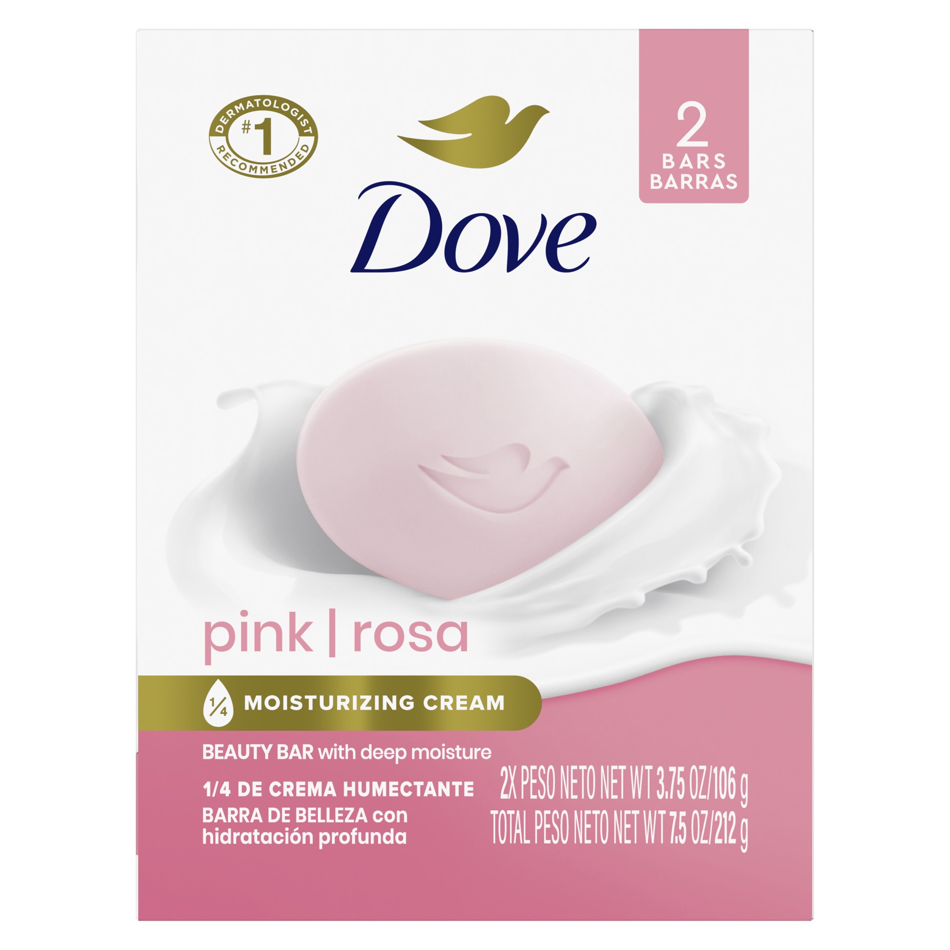 slide 1 of 6, Dove Beauty Bar Gentle Skin Cleanser Pink, 3.75 oz, 2 Bars, 3.75 oz