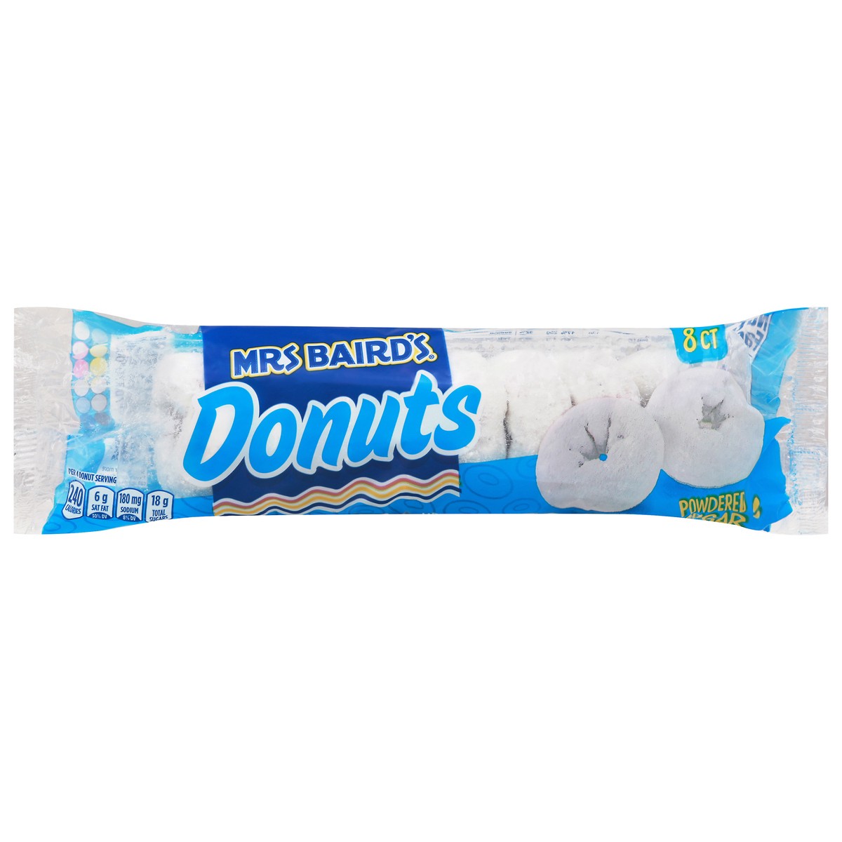 slide 3 of 14, Mrs. Baird's Powdered Sugar Donuts, 8 count, 4 oz (Snack Single), 8 ct