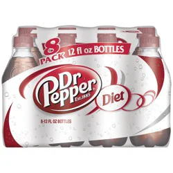 Dr Pepper Diet Dr Pepper Soda, 12 fl oz bottles, 8 pack