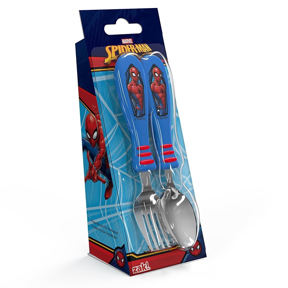 slide 5 of 5, Zak! Designs Zak Designs Zak Marvel Spider-Man Easy Grip 2pc Silverware Set Blue, 2 ct