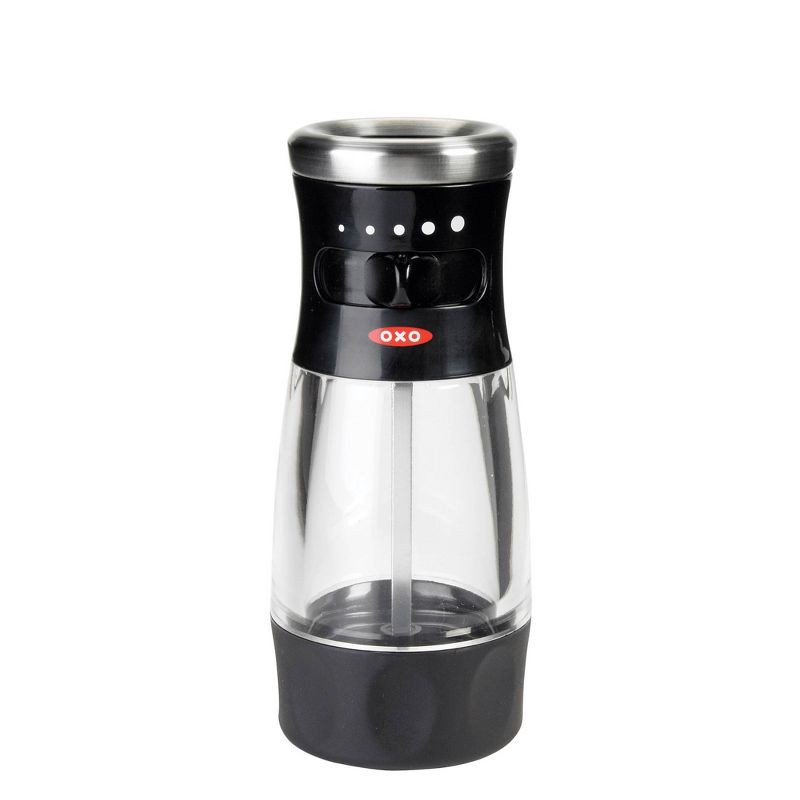 slide 4 of 4, OXO Softworks Pepper Grinder: Black Refillable Spice Mill, Stainless Steel, Mess-Free Design, 5.65" Height, 1 ct