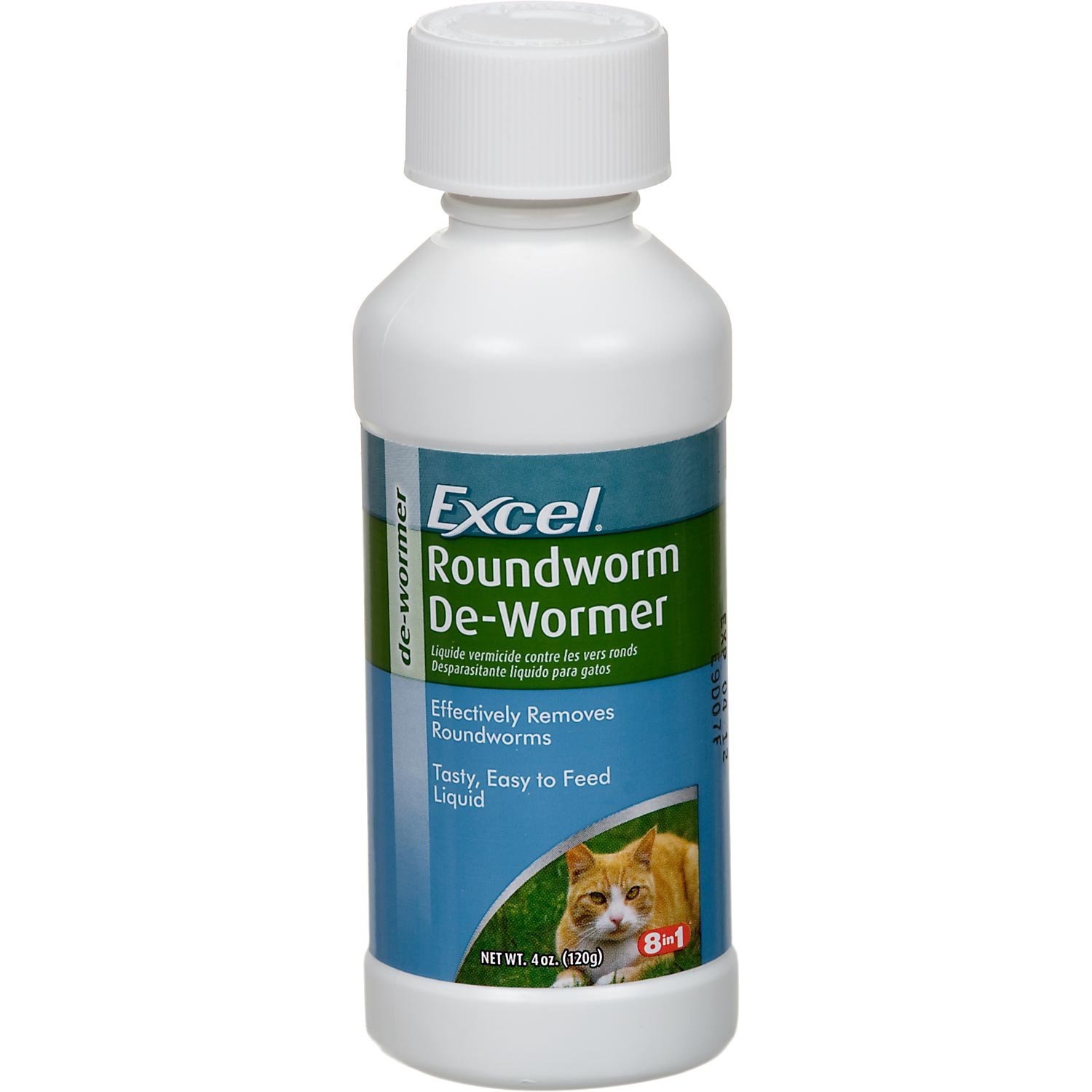 slide 1 of 1, Excel Roundworm Cat De-Wormer, 4 fl oz