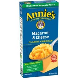 Annie's Macaroni and Classic Cheddar with Organic Pasta, Made with Real Cheese, Dinner Side or Snack, 6 oz
