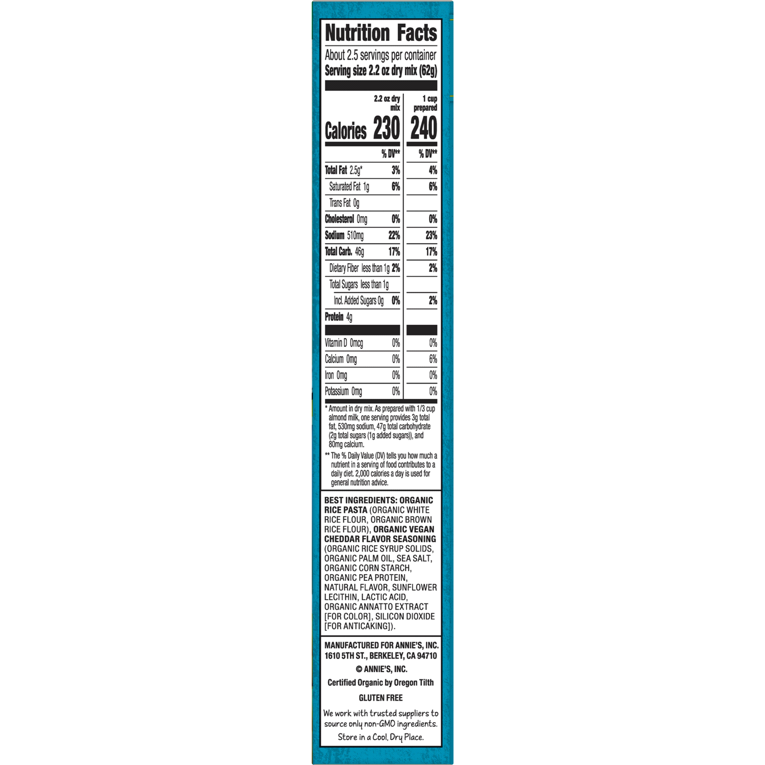 slide 2 of 2, Annie's Annie’s Vegan Mac Rice Pasta and Cheddar Flavor Dinner with Organic Gluten Free Pasta, 6 OZ, 6 oz