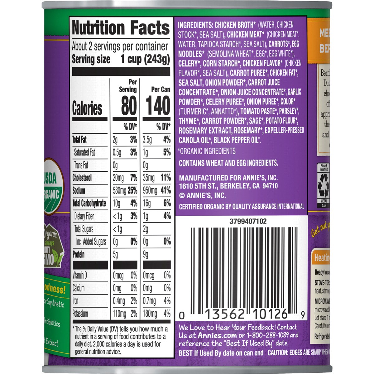 slide 2 of 2, Annie's Annie’s Organic Chicken Noodle Canned Soup, Ready To Serve, 14 oz, 14 oz