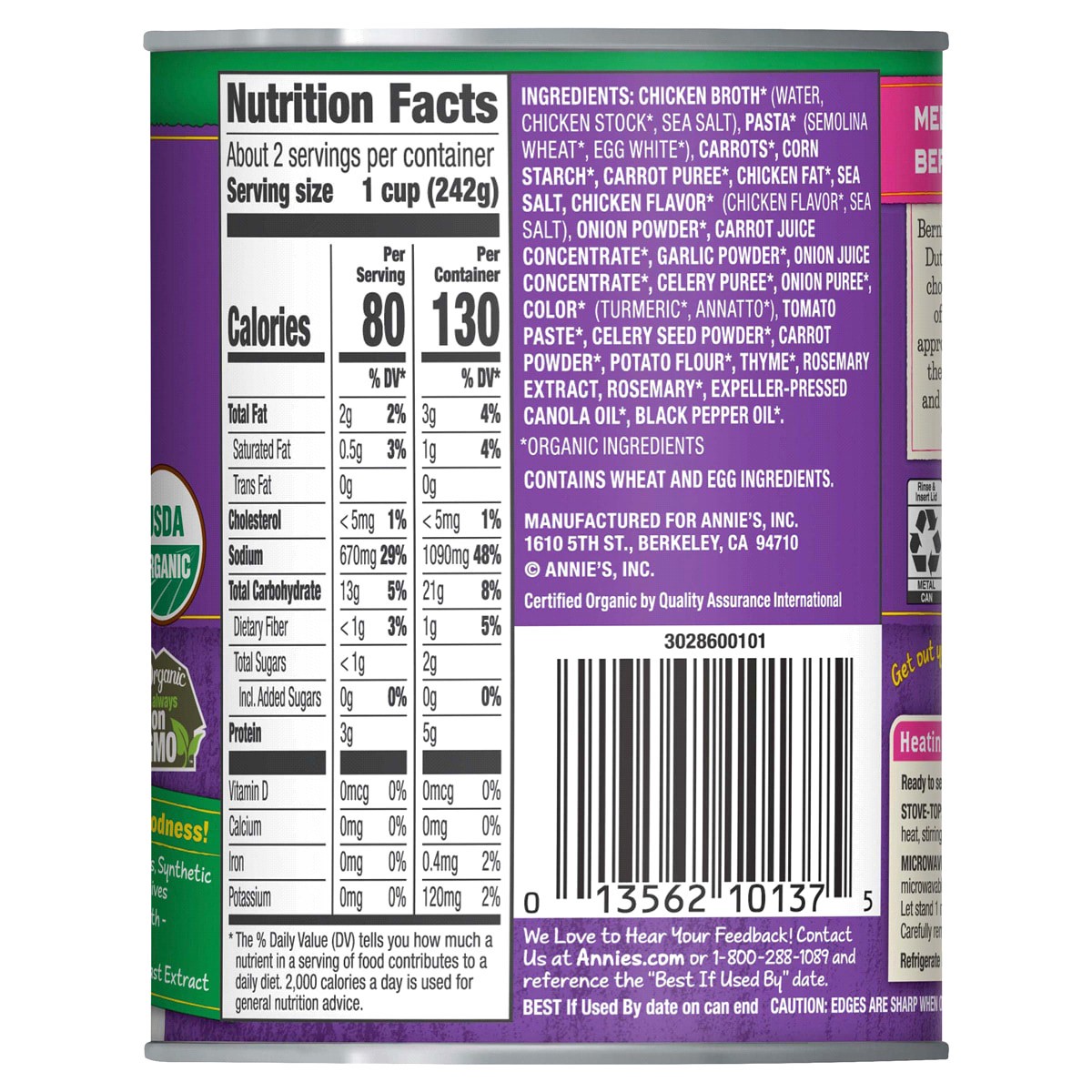 slide 2 of 2, Annie's Organic Bunny Pasta and Chicken Broth Soup, 14 oz, 14 oz