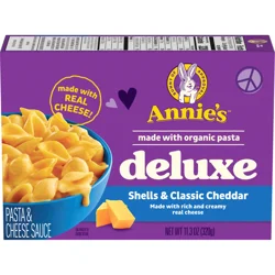 Annie's Deluxe Macaroni and Cheese with Organic Pasta, Classic Real Cheddar Cheese and Shells, 11.3 oz