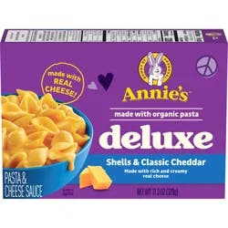 Annie's Deluxe Macaroni and Cheese with Organic Pasta, Classic Real Cheddar Cheese and Shells, 11.3 oz