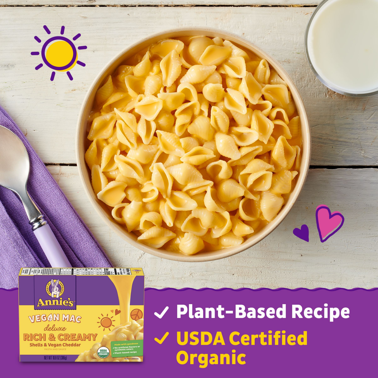 slide 4 of 4, Annie's Deluxe Vegan Mac and Cheddar Shells, Vegan Macaroni and Cheese, 10.8 oz, 10.8 oz