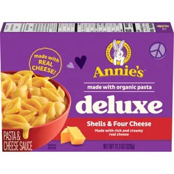 Annie's Deluxe Macaroni and Cheese with Organic Pasta, Shells and Four Cheese, 11.3 oz