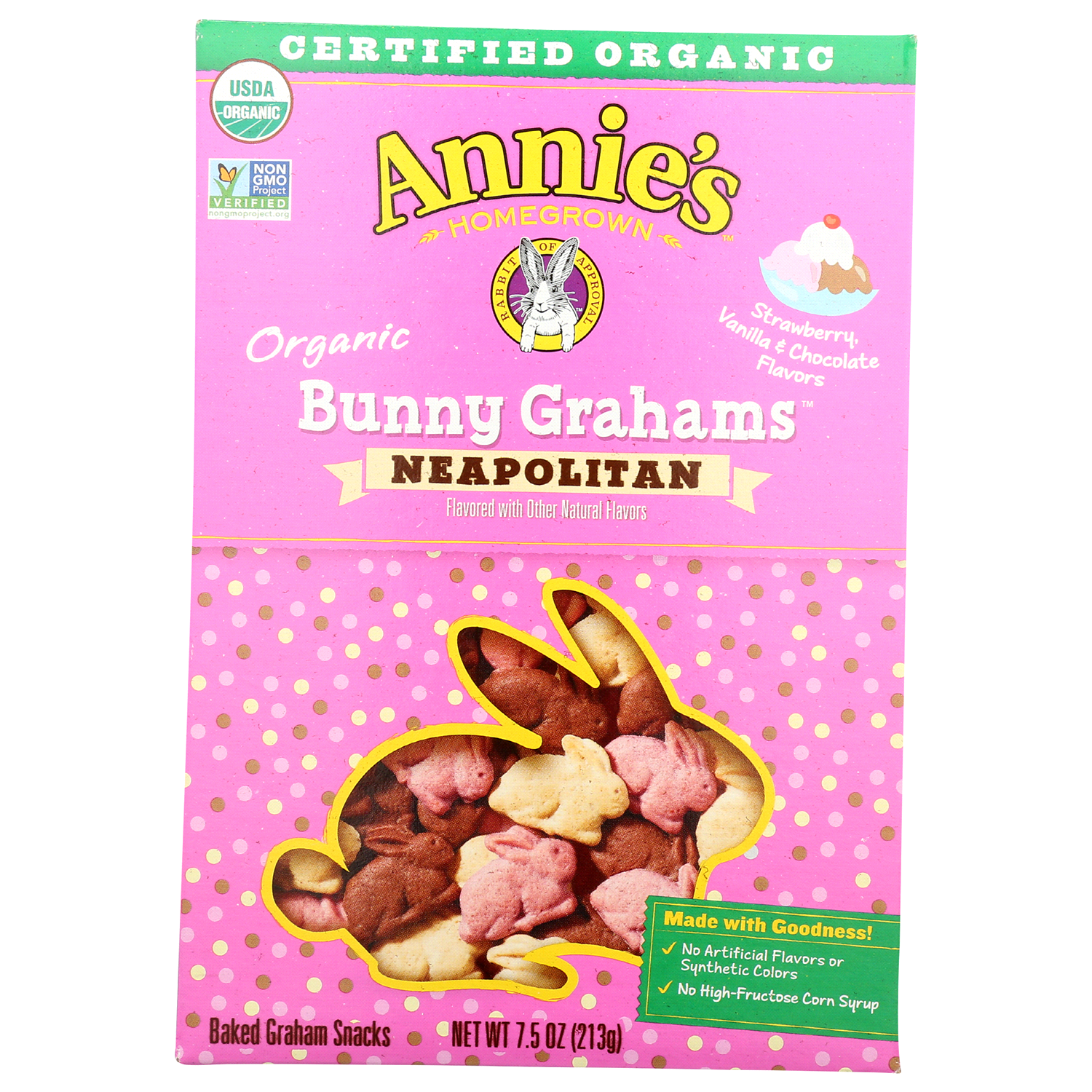 slide 1 of 4, Annie's Organic Bunny Grahams Snacks, Neapolitan, 7.5 oz, 7.5 oz