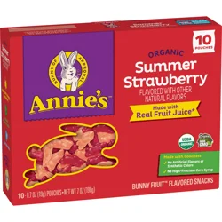 Annie's Organic Bunny Fruit Flavored Snacks, Summer Strawberry, Gluten Free, 10 Pouches, 7 oz