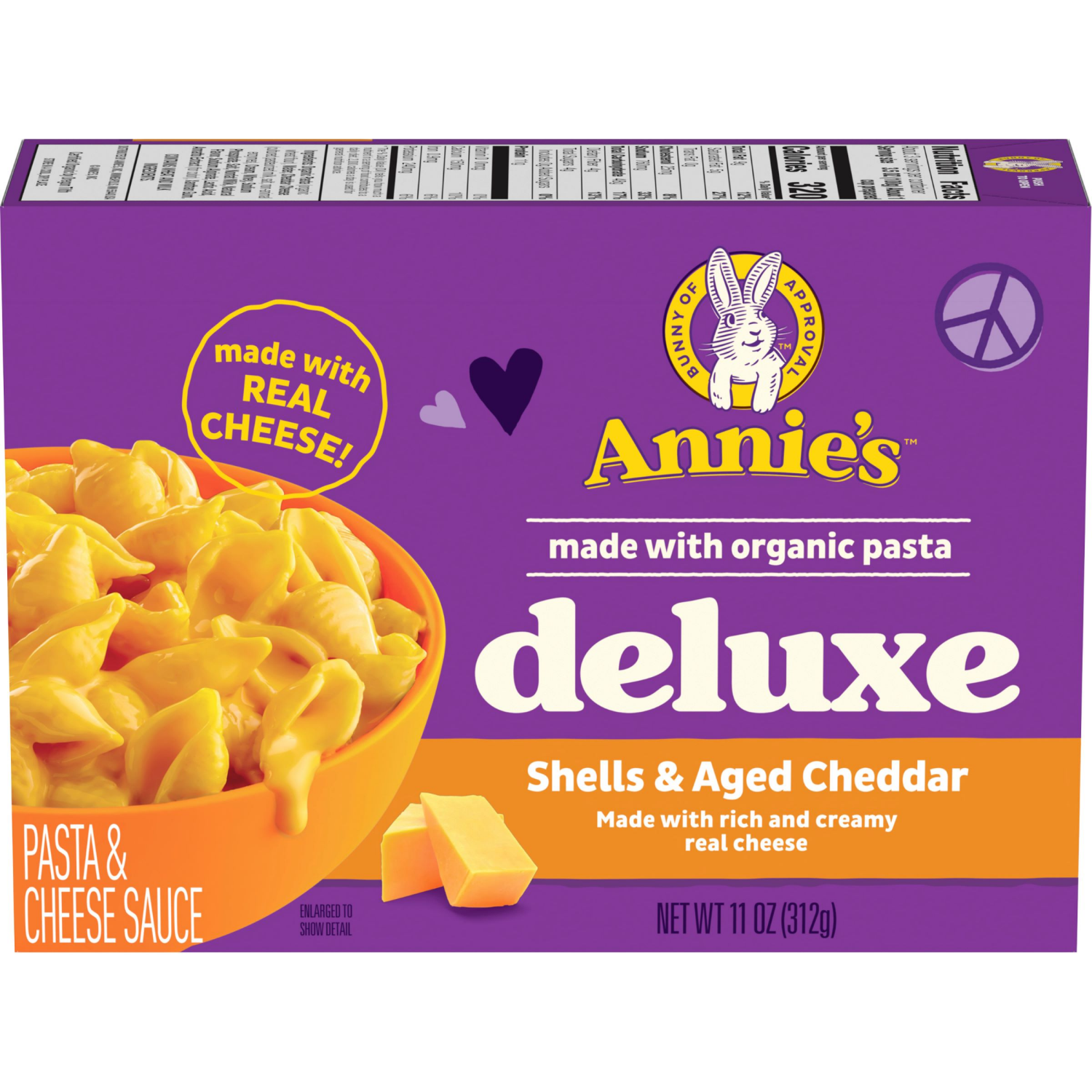 slide 1 of 5, Annie's Deluxe Shells and Aged Cheddar, Pasta and Cheese Sauce, Mac and Cheese Made with Organic Pasta, Dinner Side or Snacks, 11 oz, 11 oz